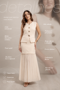 Conjunto Tricot Modal Colete e Saia Plissada