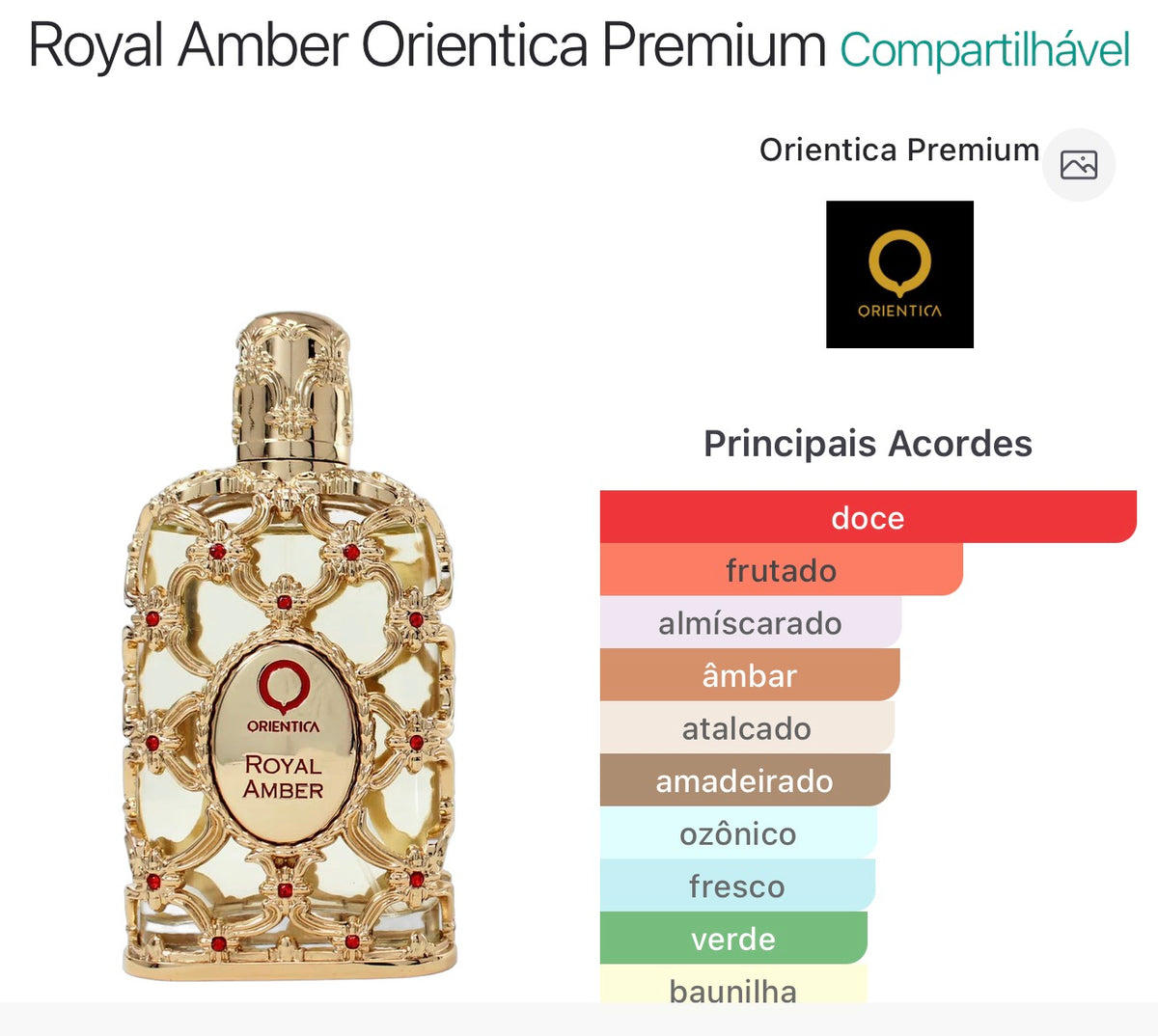 Royal Amber da ORIENTICA , 150 ML