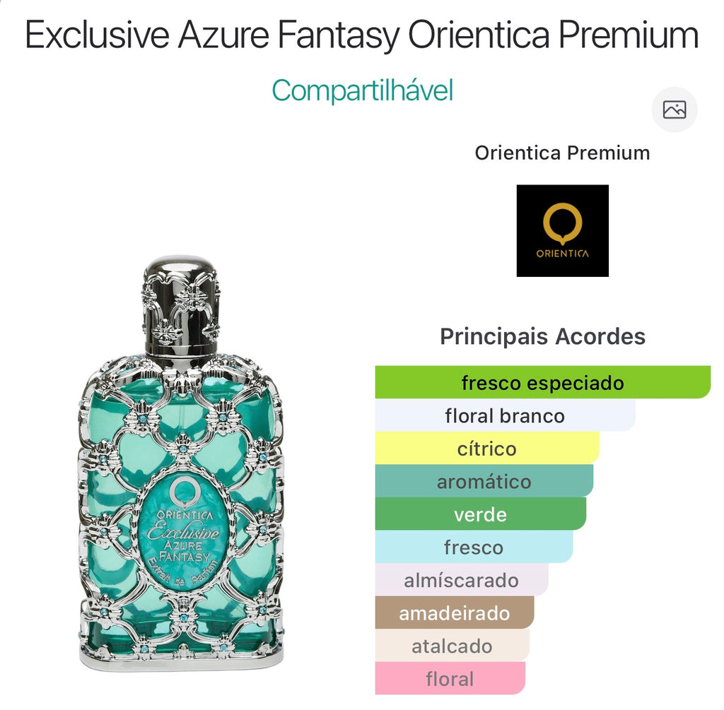 Exclusive Azure Fantasy de Orientica Premium - 80ml extrait de parfum - Inspirado Imagination Louis Vuitton